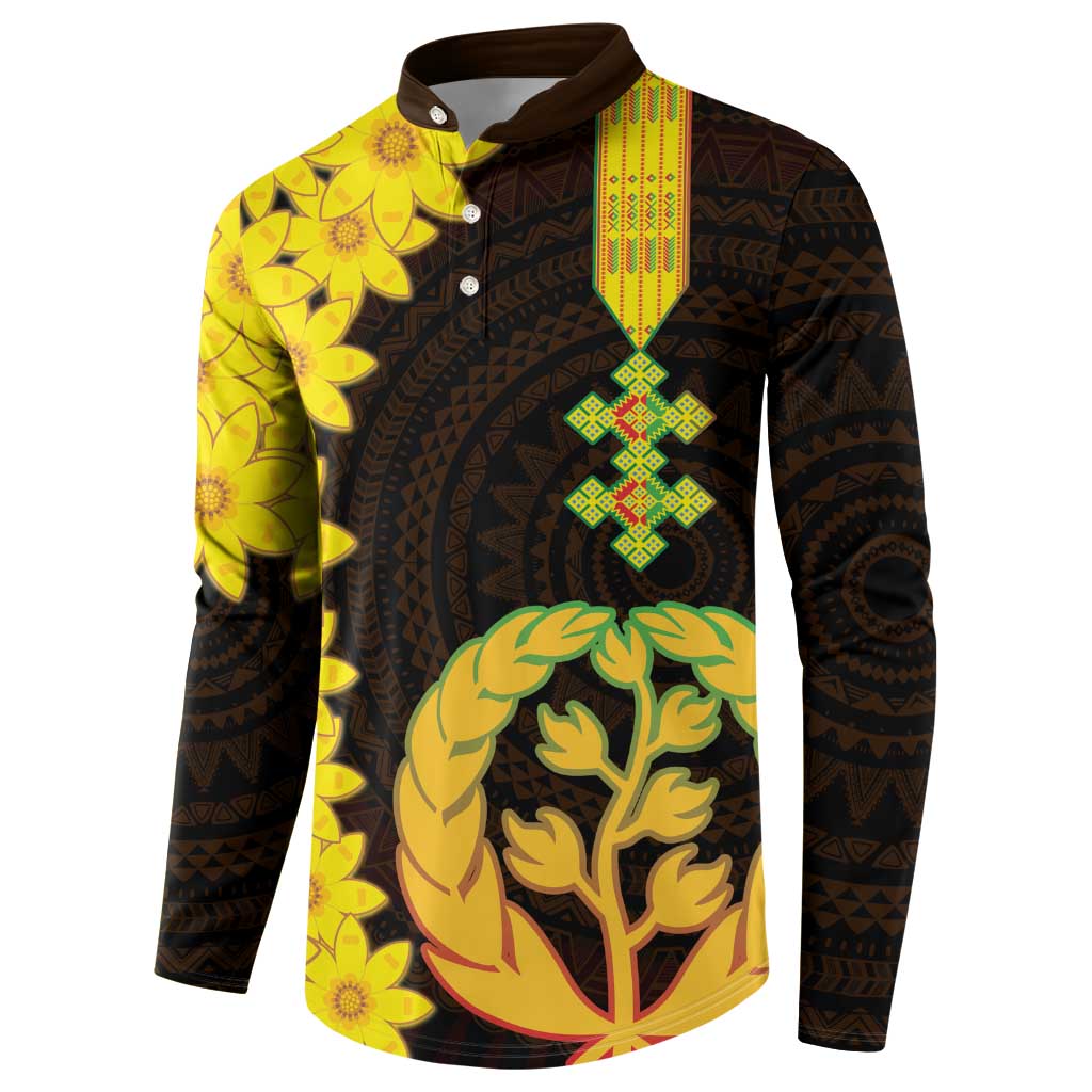 Enkutatash Eritrea New Year Button Sweatshirt With Coat Of Arms - Wonder Print Shop