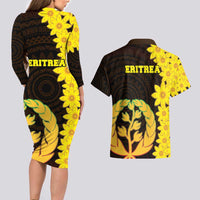 Enkutatash Eritrea New Year Couples Matching Long Sleeve Bodycon Dress and Hawaiian Shirt With Coat Of Arms - Wonder Print Shop