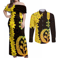 Enkutatash Eritrea New Year Couples Matching Off Shoulder Maxi Dress and Long Sleeve Button Shirt With Coat Of Arms - Wonder Print Shop
