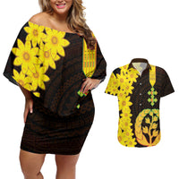 Enkutatash Eritrea New Year Couples Matching Off Shoulder Short Dress and Hawaiian Shirt With Coat Of Arms - Wonder Print Shop