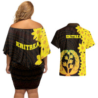 Enkutatash Eritrea New Year Couples Matching Off Shoulder Short Dress and Hawaiian Shirt With Coat Of Arms - Wonder Print Shop