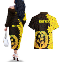 Enkutatash Eritrea New Year Couples Matching Off The Shoulder Long Sleeve Dress and Hawaiian Shirt With Coat Of Arms - Wonder Print Shop