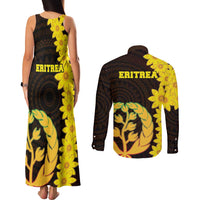 Enkutatash Eritrea New Year Couples Matching Tank Maxi Dress and Long Sleeve Button Shirt With Coat Of Arms - Wonder Print Shop