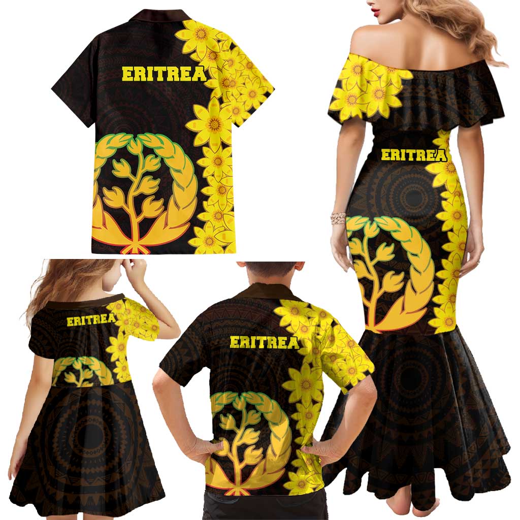 Enkutatash Eritrea New Year Family Matching Mermaid Dress and Hawaiian Shirt With Coat Of Arms - Wonder Print Shop