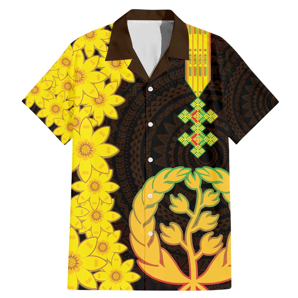 Enkutatash Eritrea New Year Family Matching Mermaid Dress and Hawaiian Shirt With Coat Of Arms - Wonder Print Shop