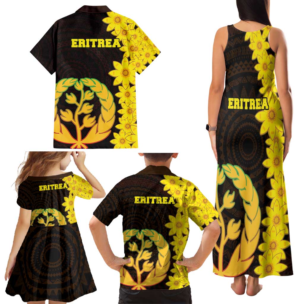 Enkutatash Eritrea New Year Family Matching Tank Maxi Dress and Hawaiian Shirt With Coat Of Arms - Wonder Print Shop