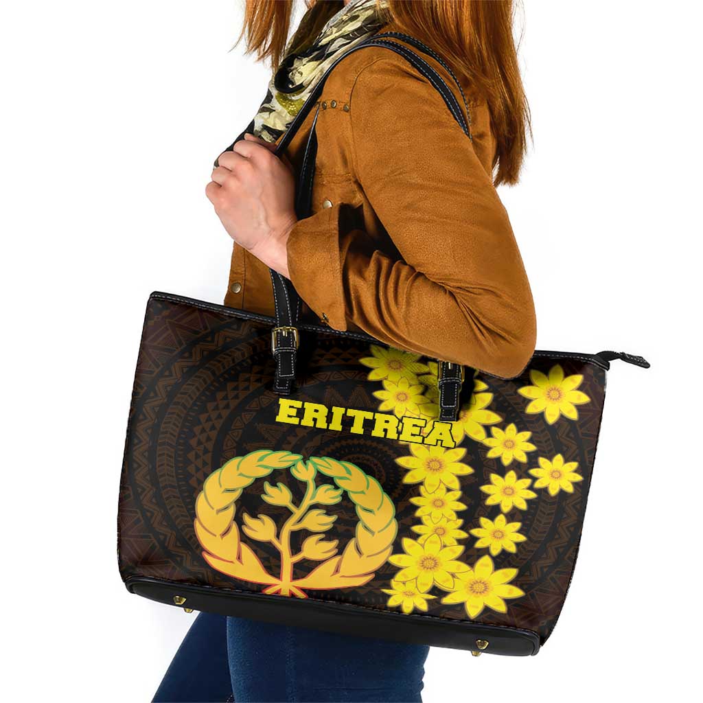 Enkutatash Eritrea New Year Leather Tote Bag With Coat Of Arms - Wonder Print Shop