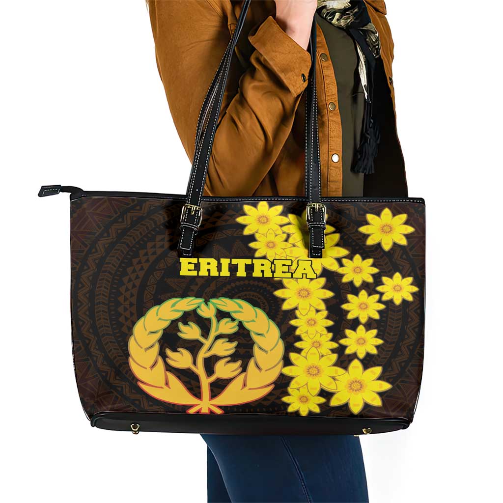 Enkutatash Eritrea New Year Leather Tote Bag With Coat Of Arms - Wonder Print Shop