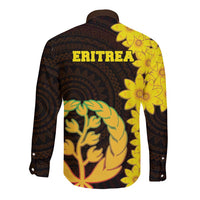 Enkutatash Eritrea New Year Long Sleeve Button Shirt With Coat Of Arms - Wonder Print Shop