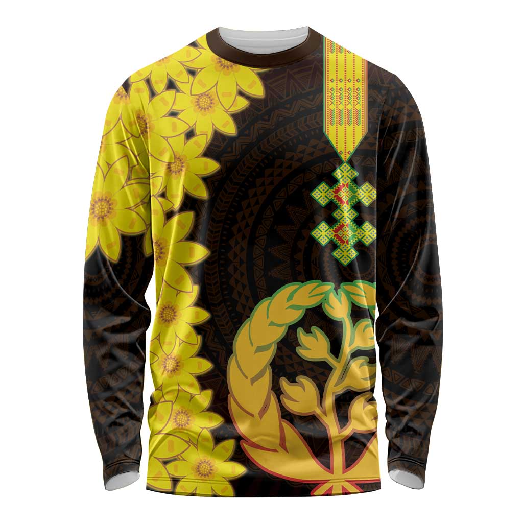 Enkutatash Eritrea New Year Long Sleeve Shirt With Coat Of Arms - Wonder Print Shop