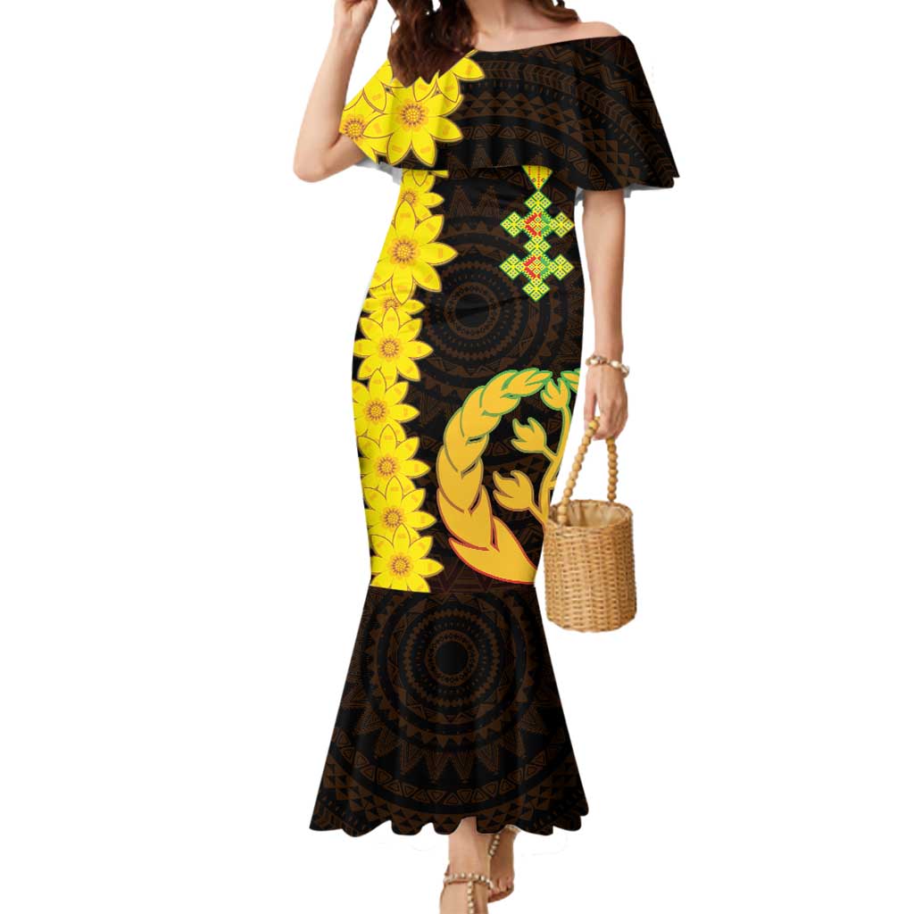 Enkutatash Eritrea New Year Mermaid Dress With Coat Of Arms - Wonder Print Shop