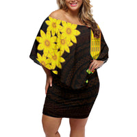 Enkutatash Eritrea New Year Off Shoulder Short Dress With Coat Of Arms - Wonder Print Shop