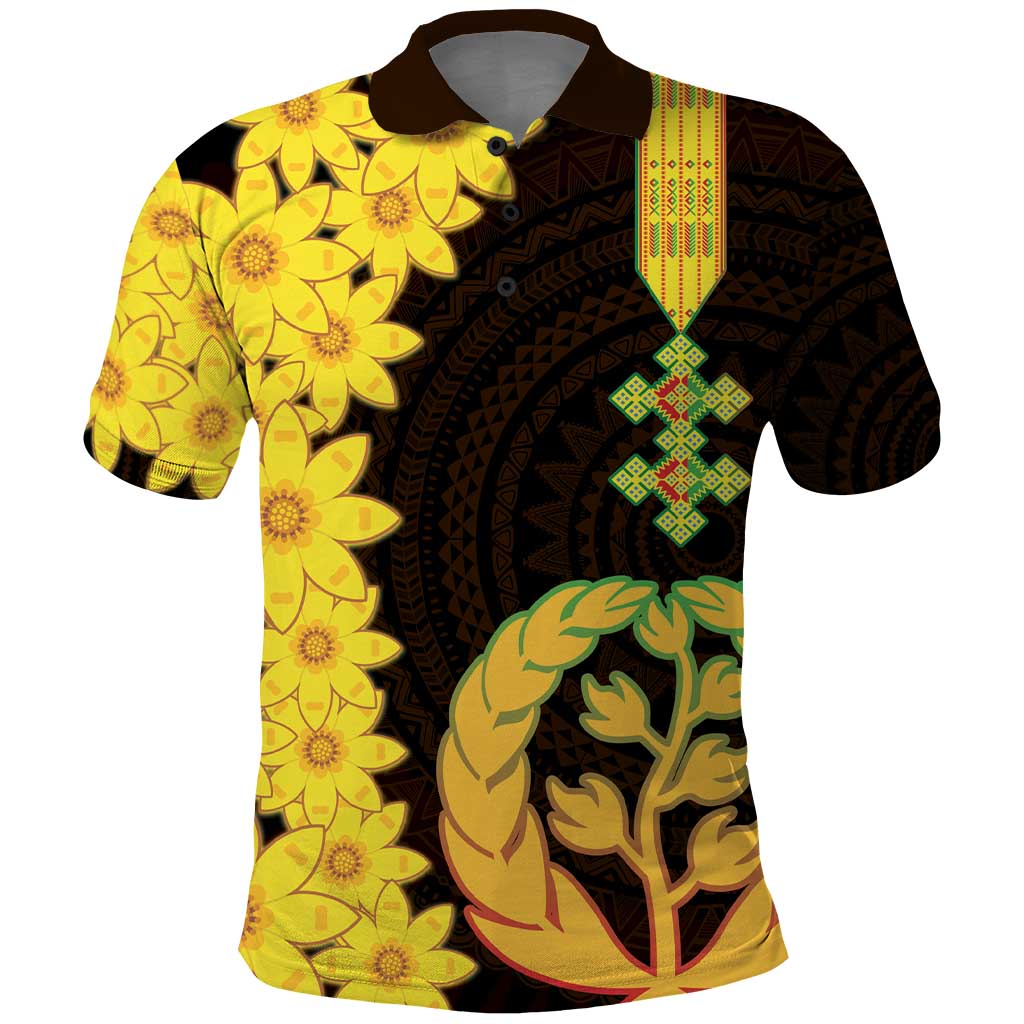Enkutatash Eritrea New Year Polo Shirt With Coat Of Arms - Wonder Print Shop