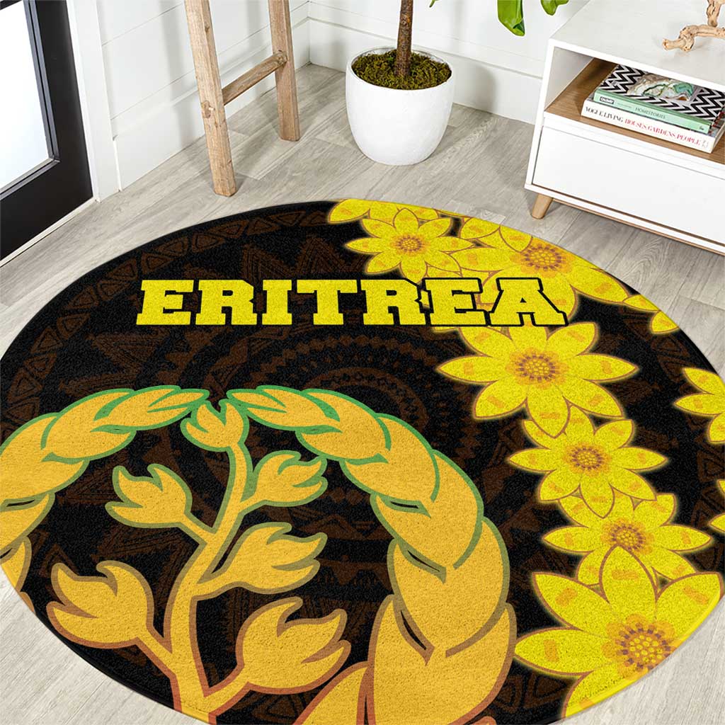 Enkutatash Eritrea New Year Round Carpet With Coat Of Arms