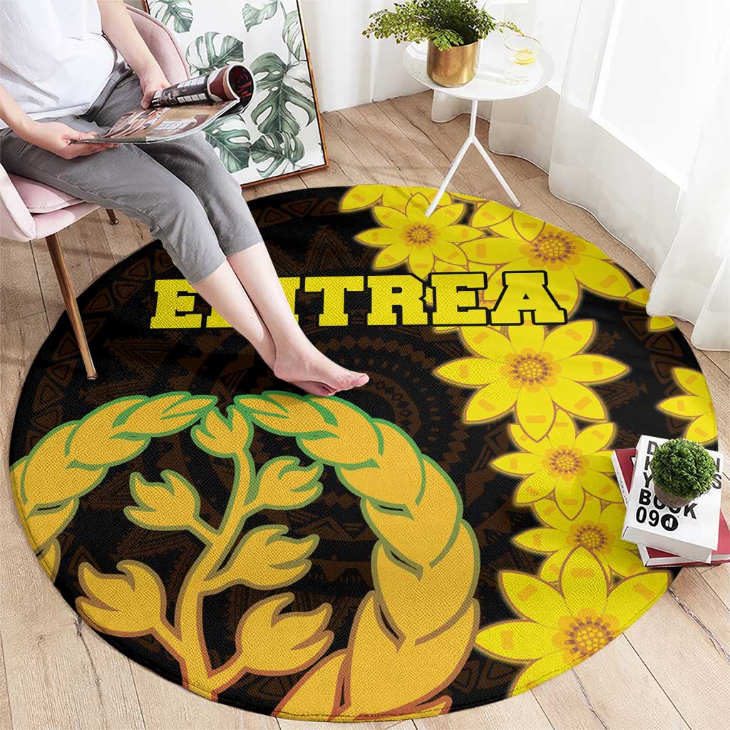 Enkutatash Eritrea New Year Round Carpet With Coat Of Arms