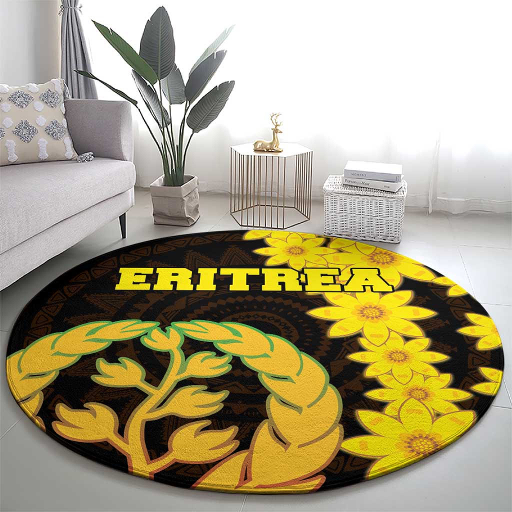 Enkutatash Eritrea New Year Round Carpet With Coat Of Arms