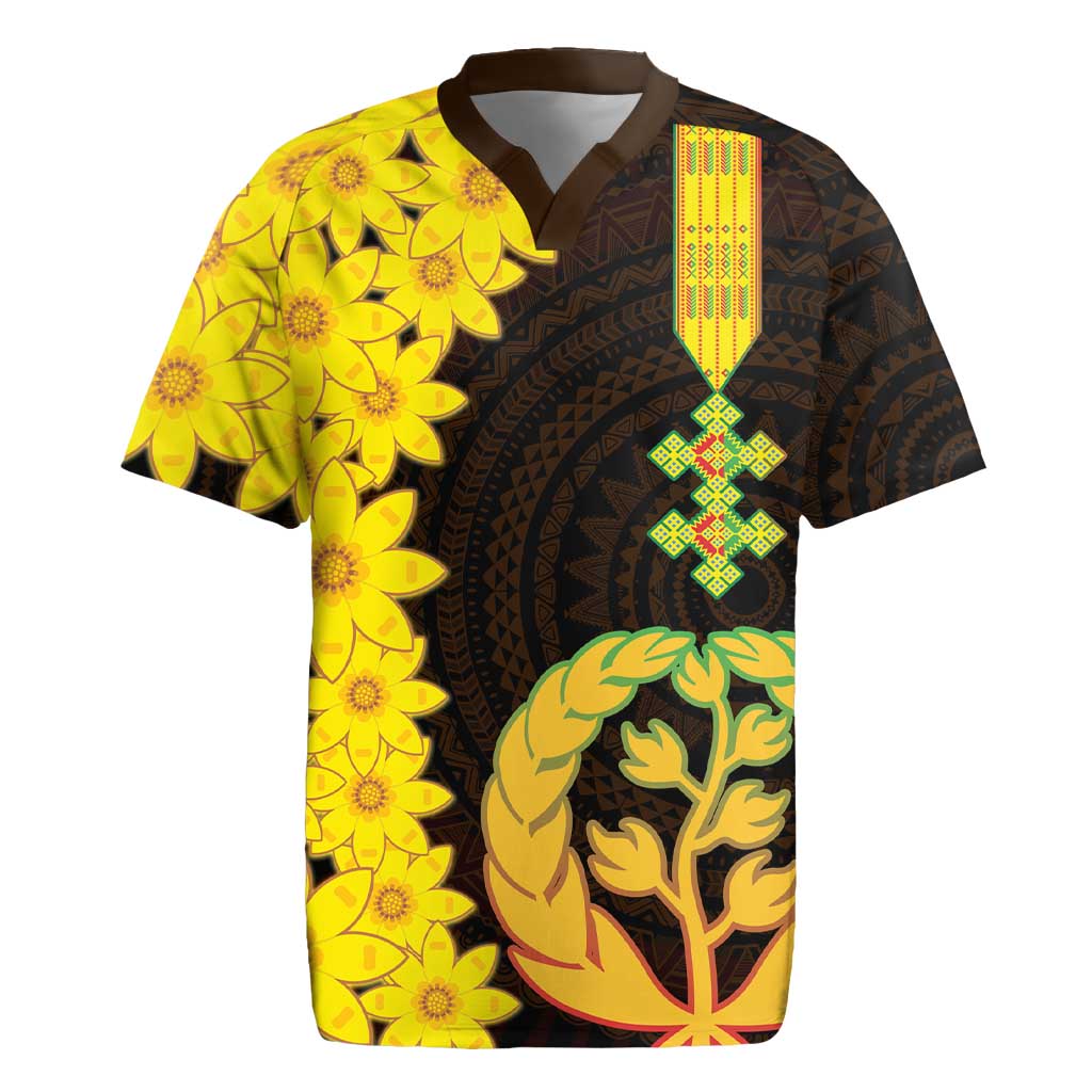Enkutatash Eritrea New Year Rugby Jersey With Coat Of Arms - Wonder Print Shop