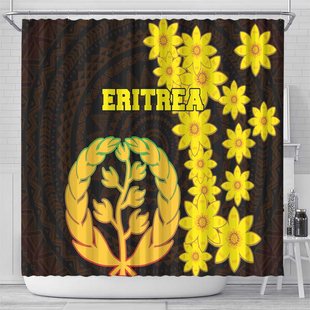 Enkutatash Eritrea New Year Shower Curtain With Coat Of Arms
