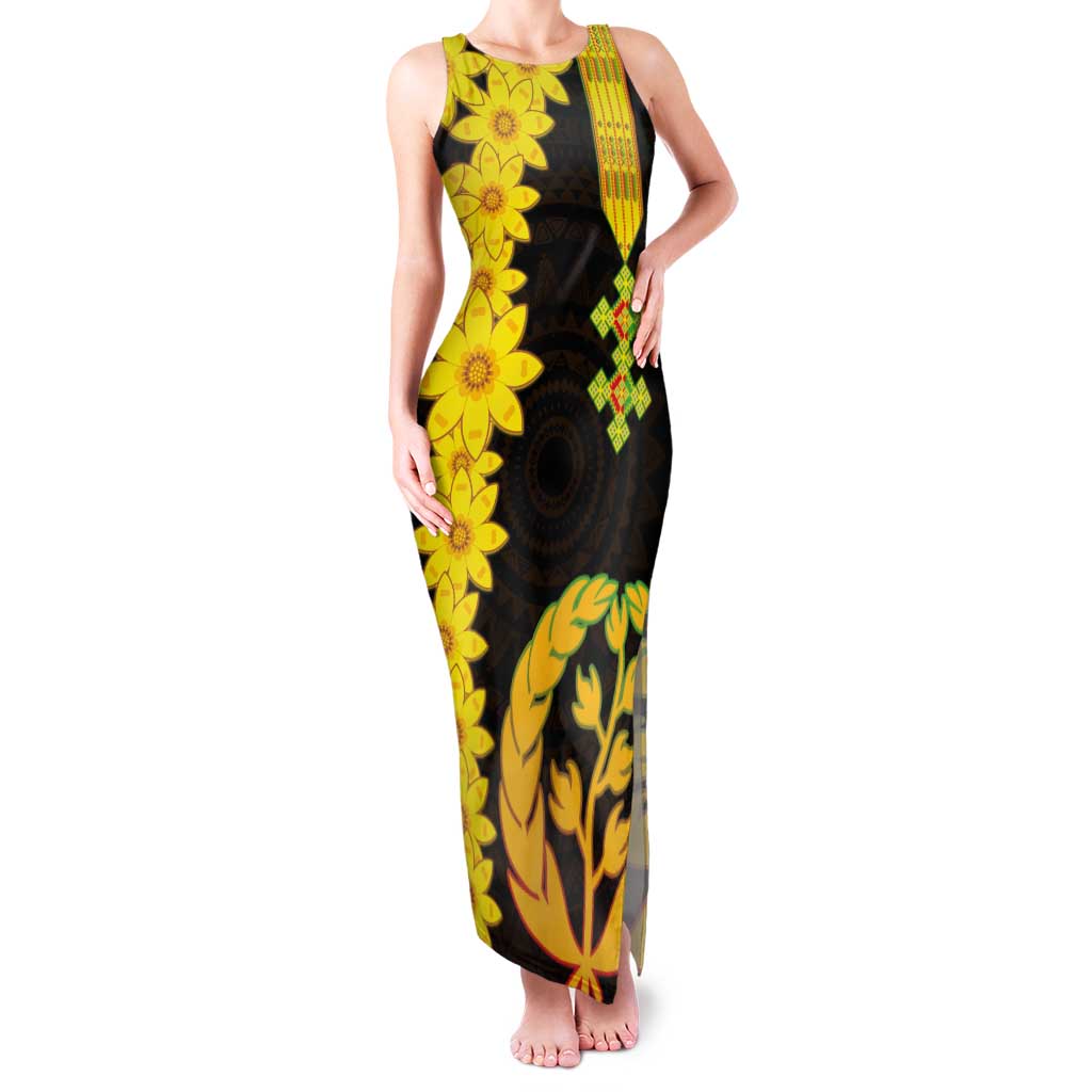Enkutatash Eritrea New Year Tank Maxi Dress With Coat Of Arms - Wonder Print Shop