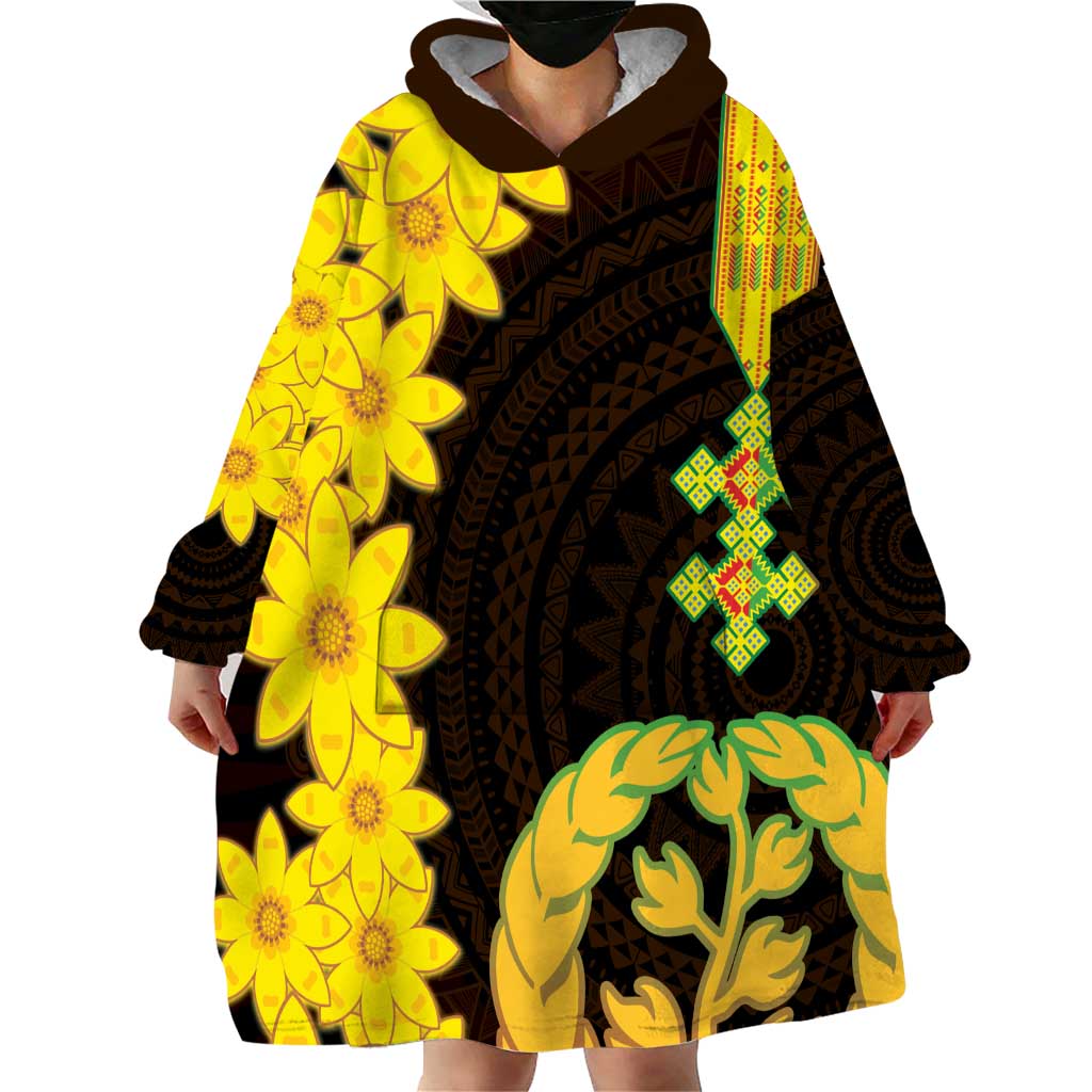 Enkutatash Eritrea New Year Wearable Blanket Hoodie With Coat Of Arms - Wonder Print Shop