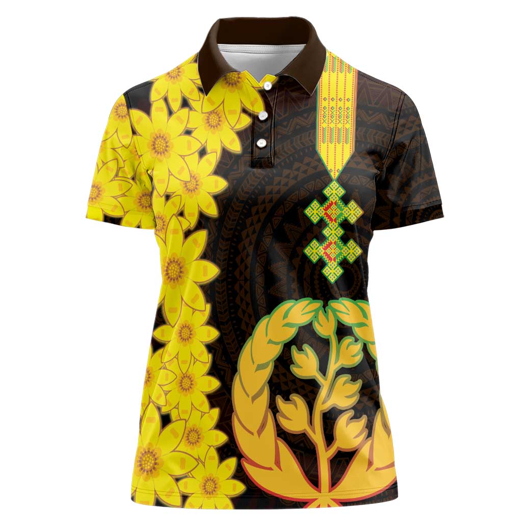 Enkutatash Eritrea New Year Women Polo Shirt With Coat Of Arms - Wonder Print Shop