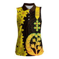 Enkutatash Eritrea New Year Women Sleeveless Polo Shirt With Coat Of Arms - Wonder Print Shop