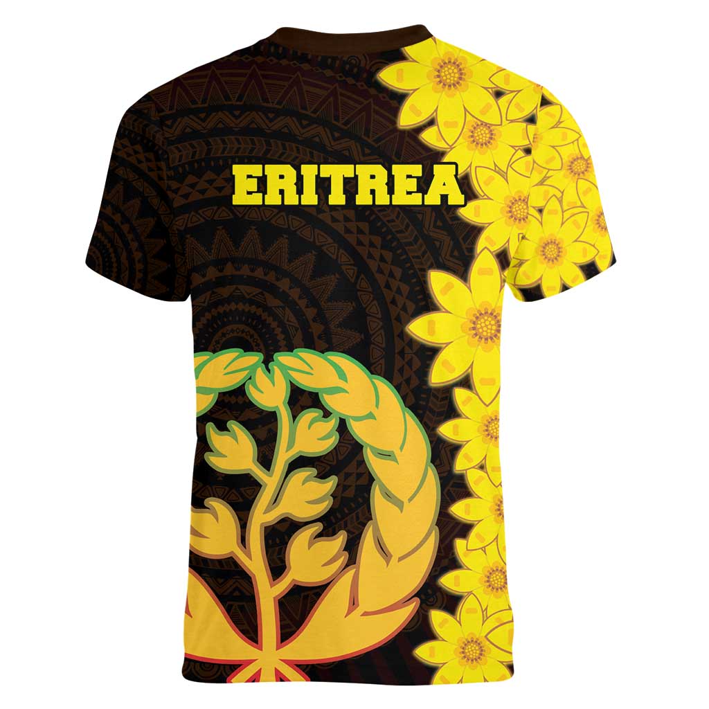 Enkutatash Eritrea New Year Women V-Neck T-Shirt With Coat Of Arms - Wonder Print Shop
