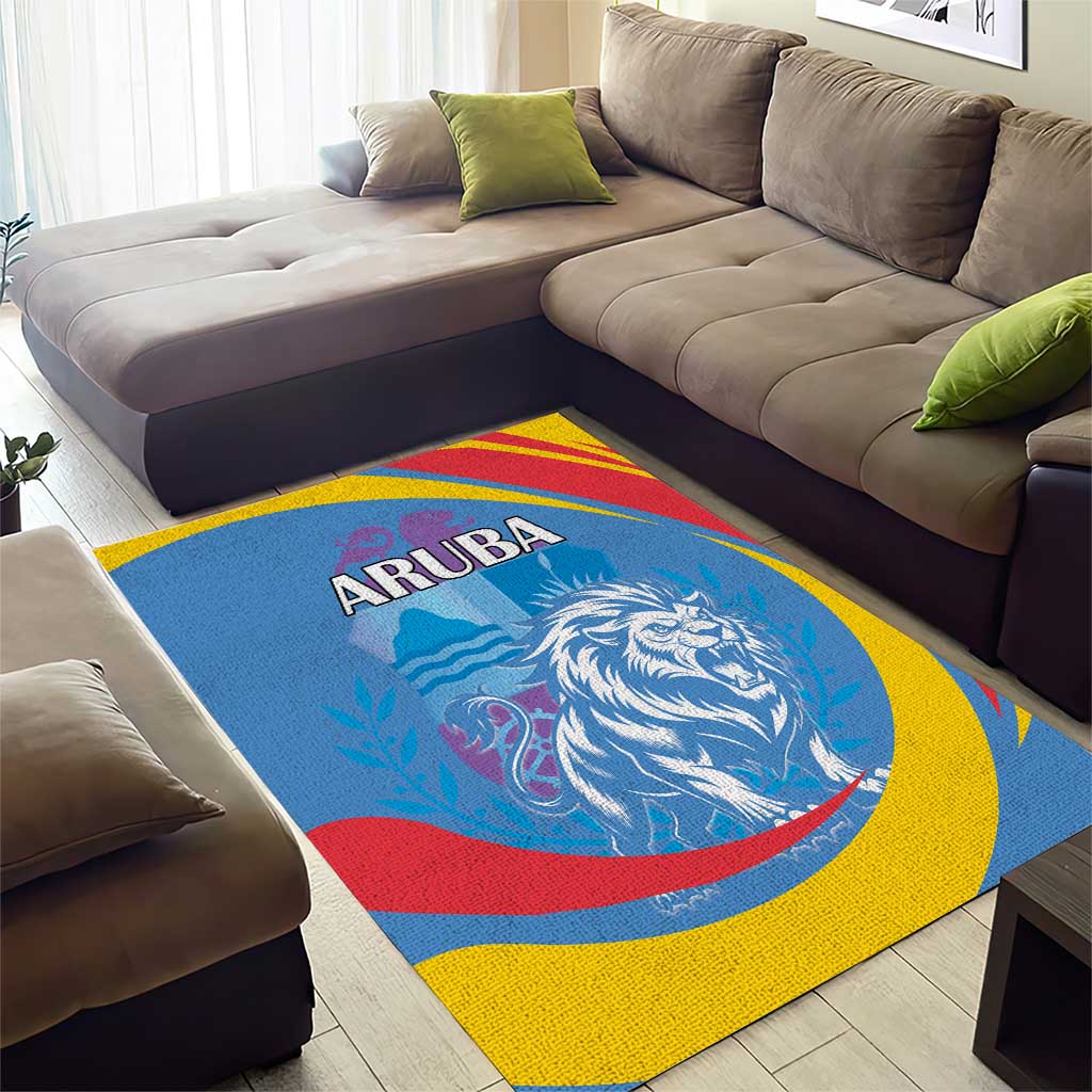 Aruba Lion Roaring Area Rug With Coat Of Arms - Wonder Print Shop