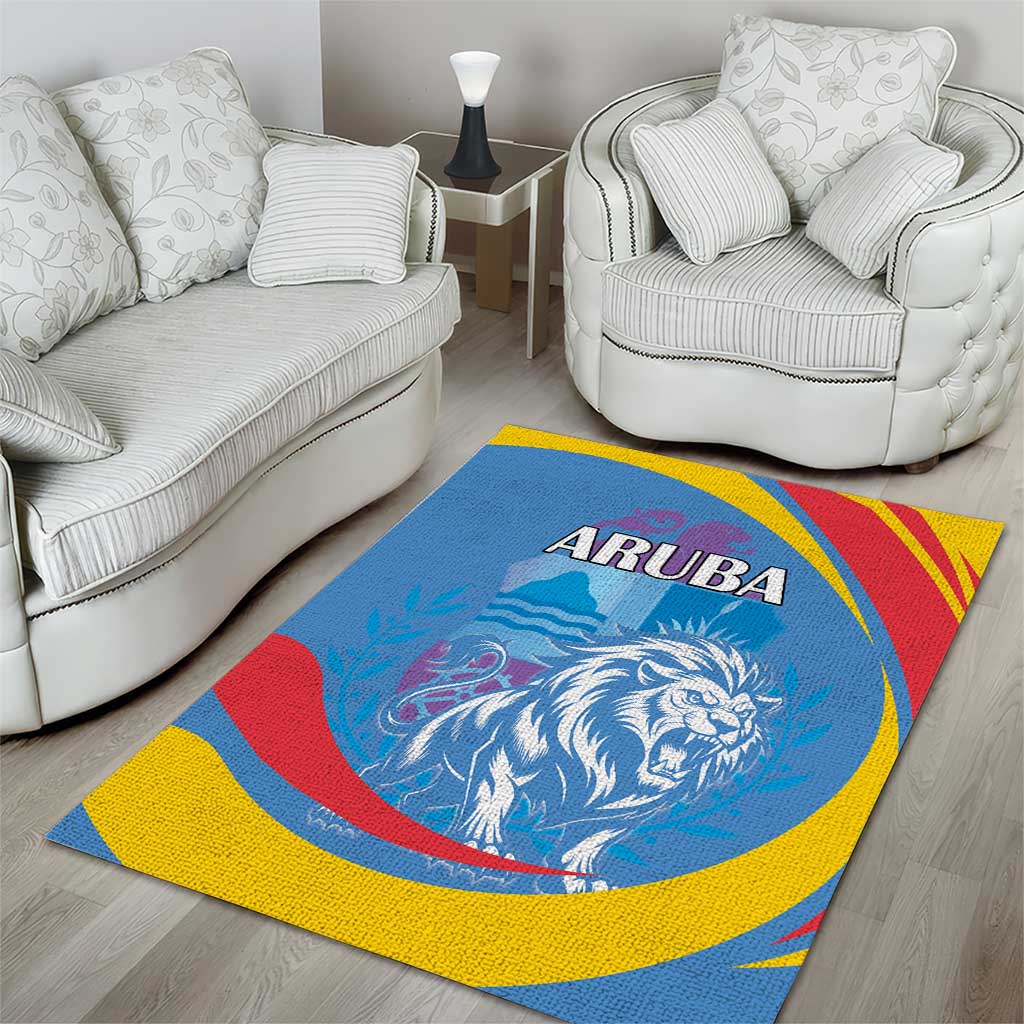 Aruba Lion Roaring Area Rug With Coat Of Arms - Wonder Print Shop