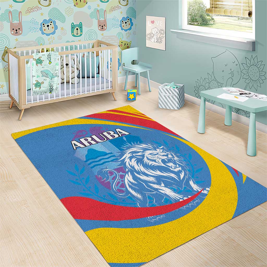 Aruba Lion Roaring Area Rug With Coat Of Arms - Wonder Print Shop
