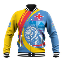 Aruba Lion Roaring Baseball Jacket With Coat Of Arms - Wonder Print Shop