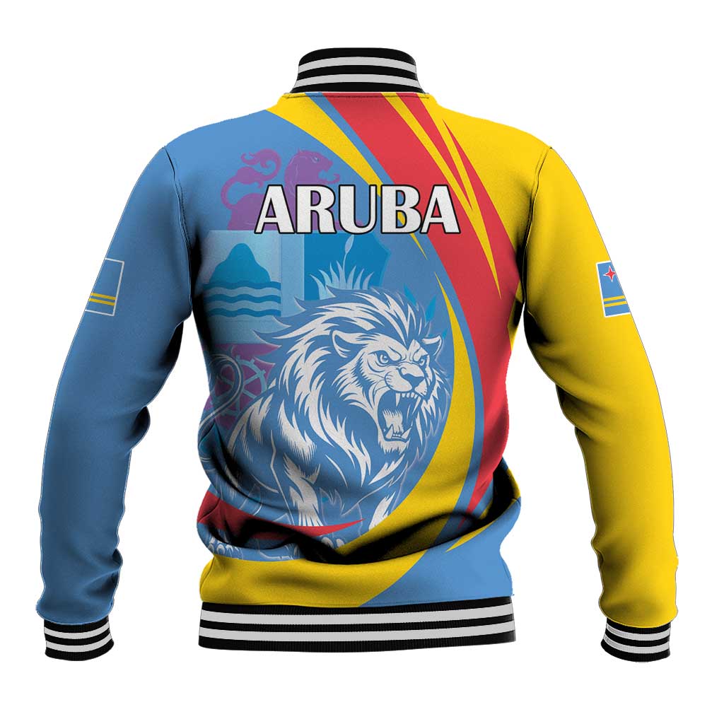 Aruba Lion Roaring Baseball Jacket With Coat Of Arms - Wonder Print Shop