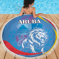 Aruba Lion Roaring Beach Blanket With Coat Of Arms - Wonder Print Shop