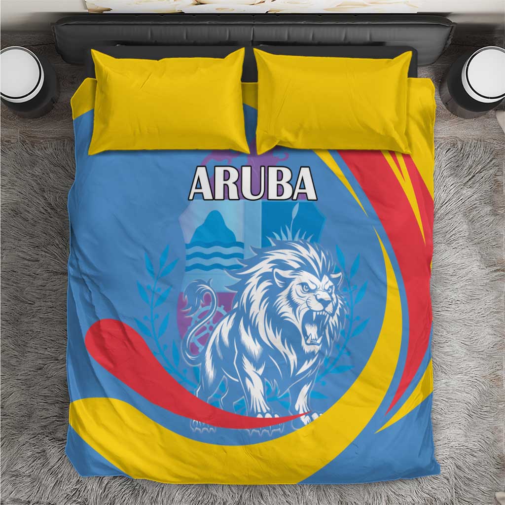 Aruba Lion Roaring Bedding Set With Coat Of Arms - Wonder Print Shop