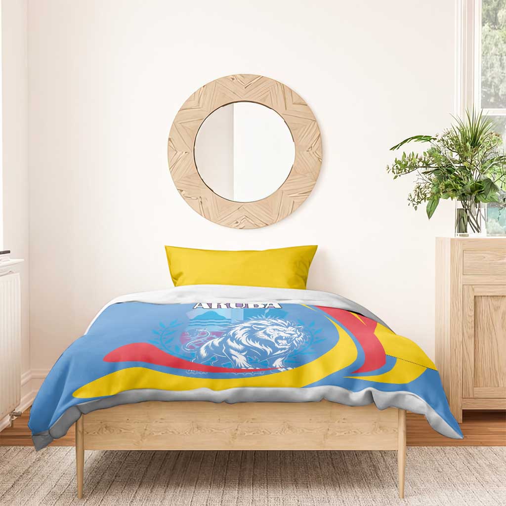 Aruba Lion Roaring Bedding Set With Coat Of Arms - Wonder Print Shop