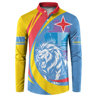 Aruba Lion Roaring Button Sweatshirt With Coat Of Arms - Wonder Print Shop