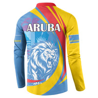 Aruba Lion Roaring Button Sweatshirt With Coat Of Arms - Wonder Print Shop