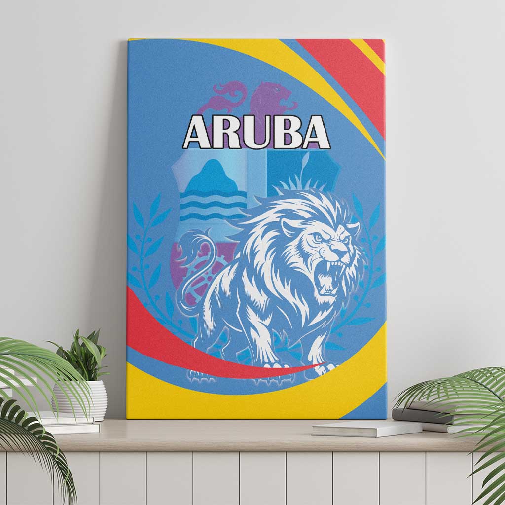 Aruba Lion Roaring Canvas Wall Art With Coat Of Arms - Wonder Print Shop