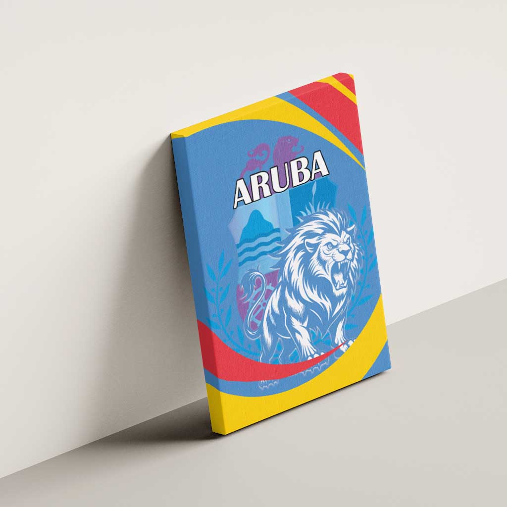 Aruba Lion Roaring Canvas Wall Art With Coat Of Arms - Wonder Print Shop