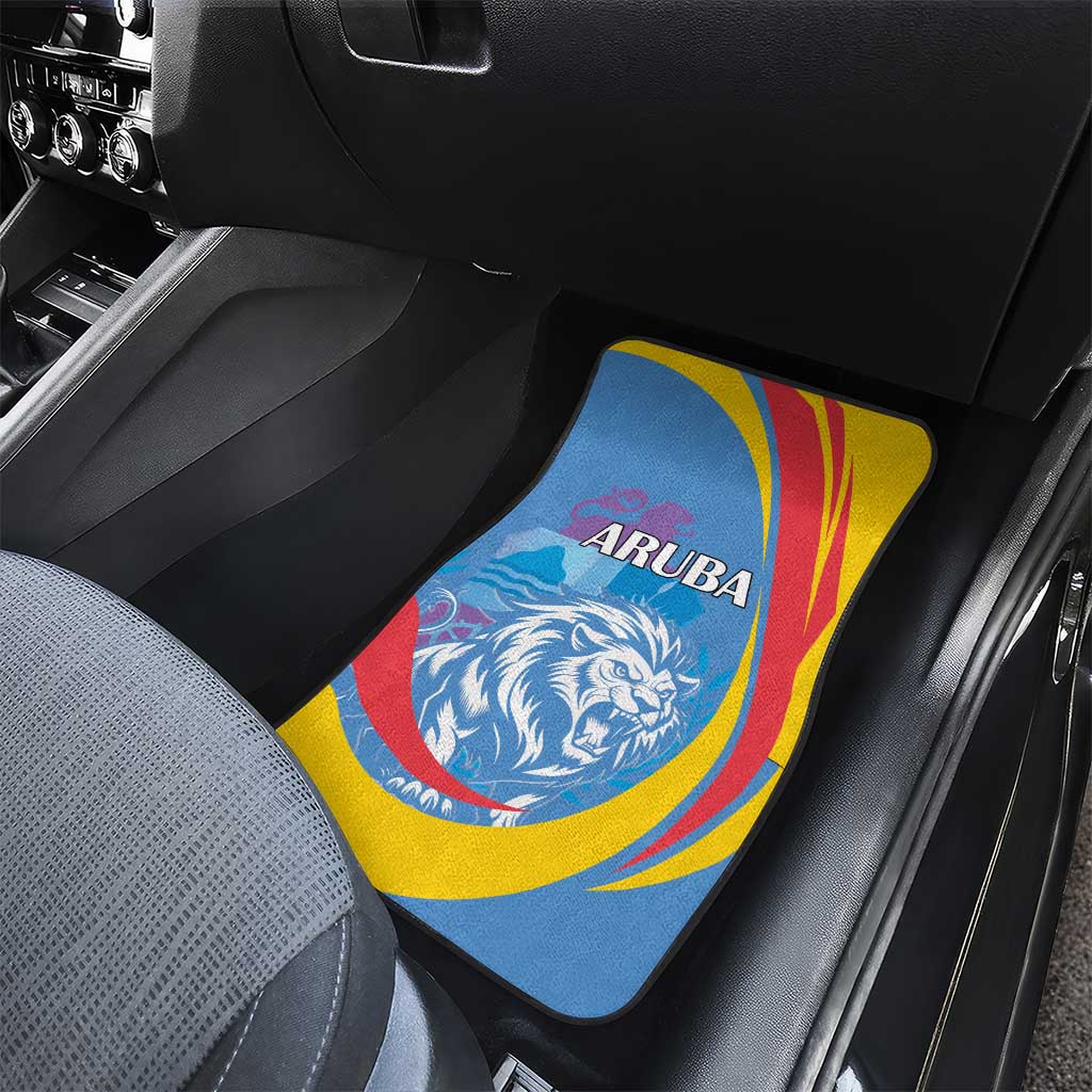Aruba Lion Roaring Car Mats With Coat Of Arms - Wonder Print Shop