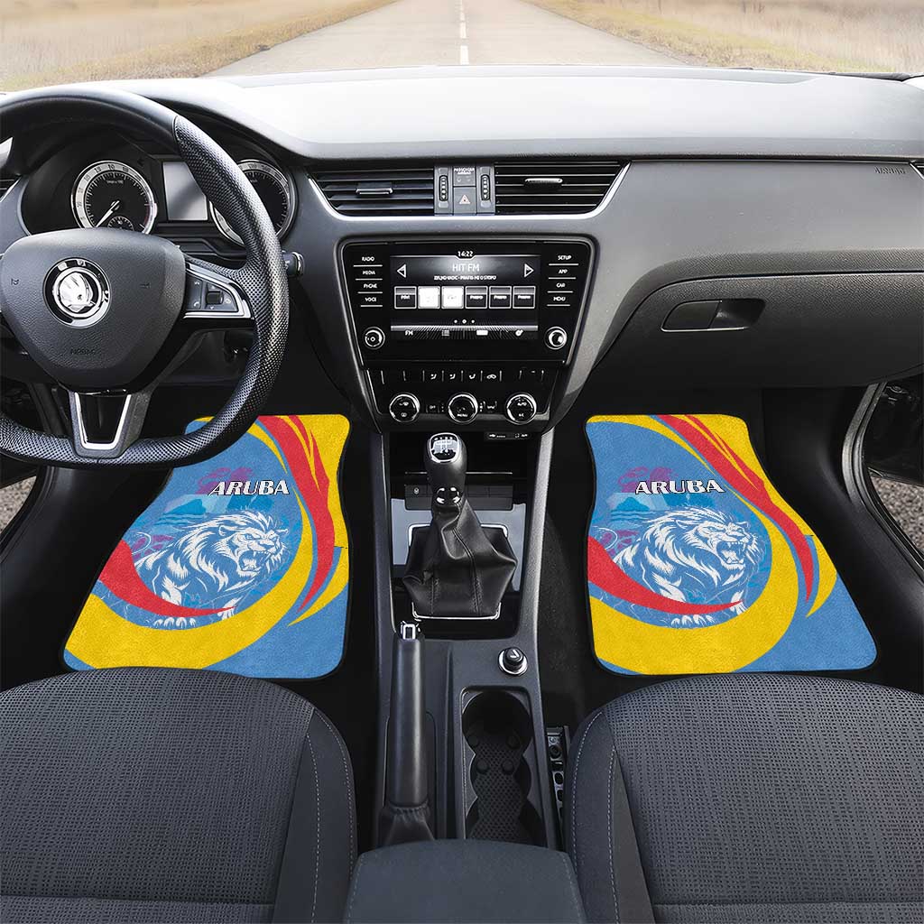 Aruba Lion Roaring Car Mats With Coat Of Arms - Wonder Print Shop