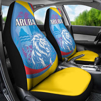 Aruba Lion Roaring Car Seat Cover With Coat Of Arms - Wonder Print Shop
