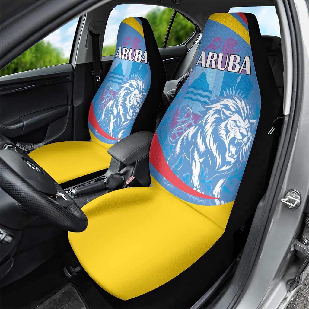 Aruba Lion Roaring Car Seat Cover With Coat Of Arms - Wonder Print Shop