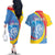 Aruba Lion Roaring Couples Matching Off The Shoulder Long Sleeve Dress and Hawaiian Shirt With Coat Of Arms - Wonder Print Shop