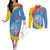 Aruba Lion Roaring Couples Matching Off The Shoulder Long Sleeve Dress and Long Sleeve Button Shirt With Coat Of Arms