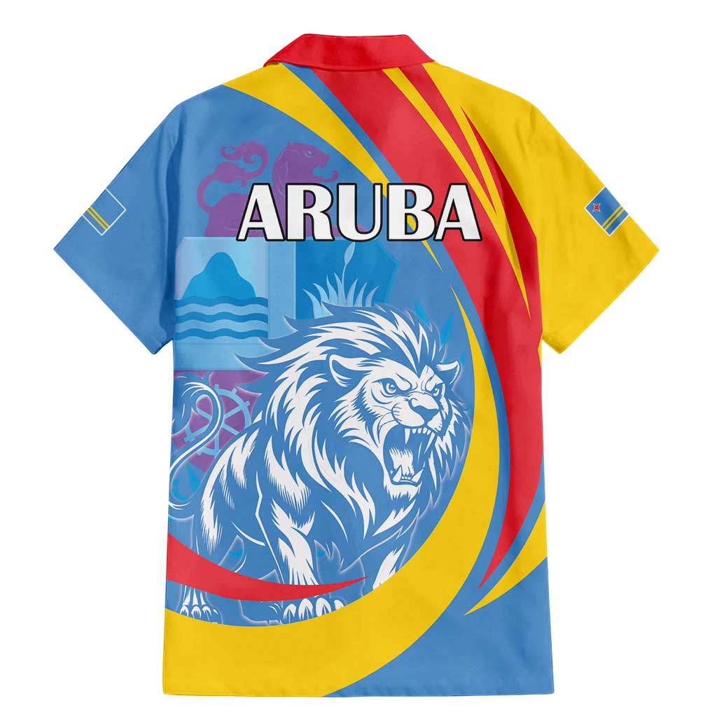 Aruba Lion Roaring Family Matching Mermaid Dress and Hawaiian Shirt With Coat Of Arms - Wonder Print Shop