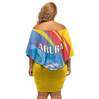 Aruba Lion Roaring Family Matching Off Shoulder Short Dress and Hawaiian Shirt With Coat Of Arms - Wonder Print Shop