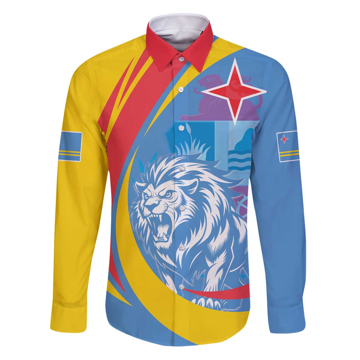 Aruba Lion Roaring Family Matching Puletasi and Hawaiian Shirt With Coat Of Arms - Wonder Print Shop