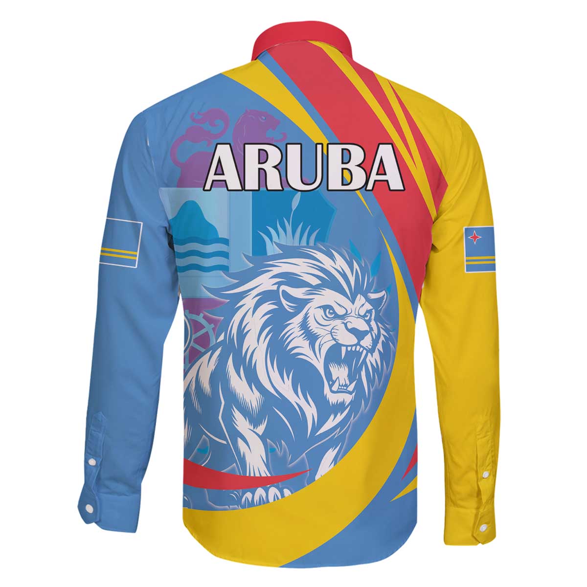 Aruba Lion Roaring Family Matching Puletasi and Hawaiian Shirt With Coat Of Arms - Wonder Print Shop