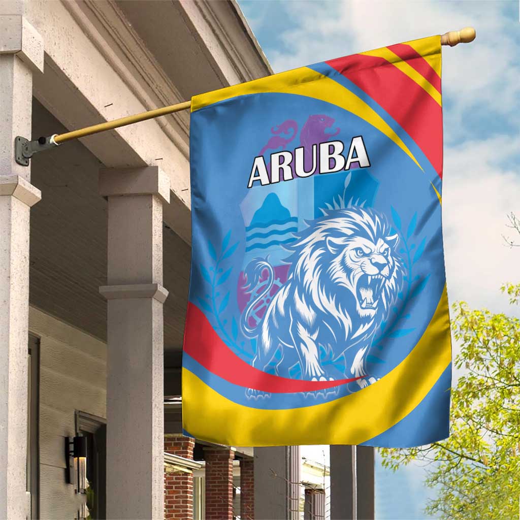 Aruba Lion Roaring Garden Flag With Coat Of Arms - Wonder Print Shop